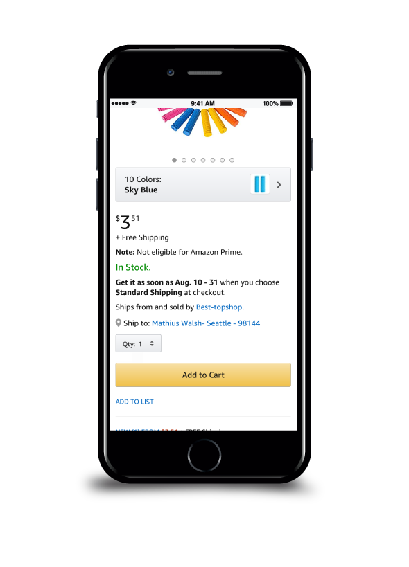 Sample of mobile web buy box treatment non-prime.